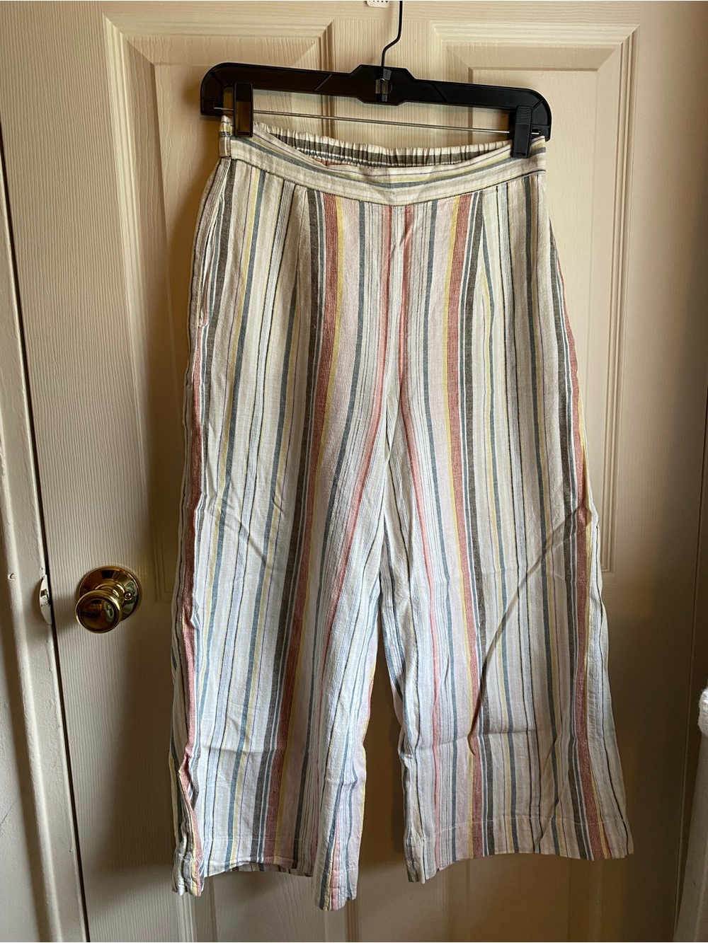 beachlunchlounge Linen Blend Striped Wide Leg Pants With Pockets